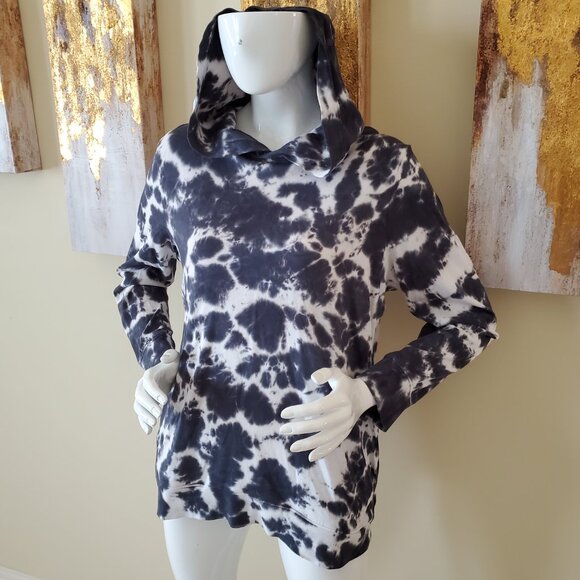 Wonder Nation Tie Dye Black & White Ribbed Hem Hoodie SZ XL (14-16) - Picture 6 of 8